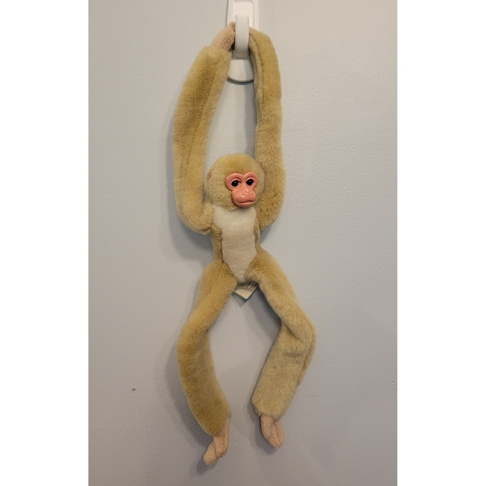 Vintage 1998 Wild Republic Hanging Squirrel Monkey Plush PVC Face Tan 11.5"
